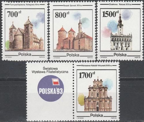 Potovn znmky Polsko 1990 Historick budovy Mi# 3302-05