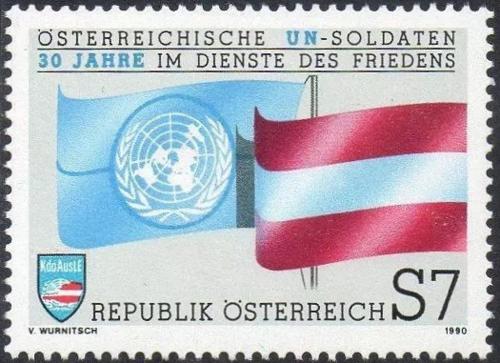 Potovn znmka Rakousko 1990 Vojensk sly v OSN Mi# 2004
