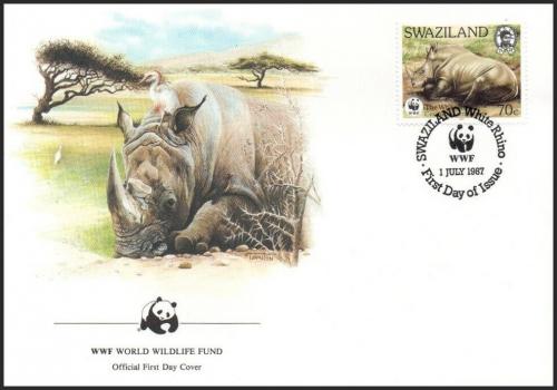 FDC Svazijsko 1987 Nosoroec tuponos, WWF 051 Mi# 530 Kat 9 - zvtit obrzek