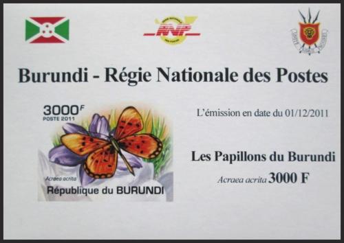 Potovn znmka Burundi 2011 Acraea acrita neperf. DELUXE Mi# 2124 B Block