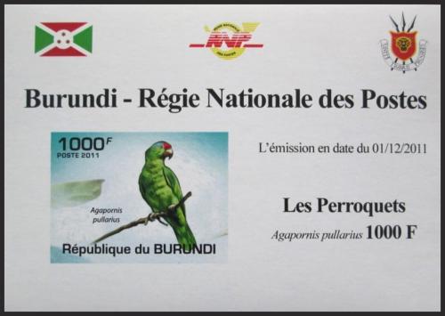 Potovn znmka Burundi 2011 Agapornis oranovohlav neperf. DELUXE Mi# 1978 B Block - zvtit obrzek
