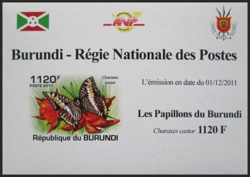Potovn znmka Burundi 2011 Charaxes castor neperf. DELUXE Mi# 2123 B Block - zvtit obrzek