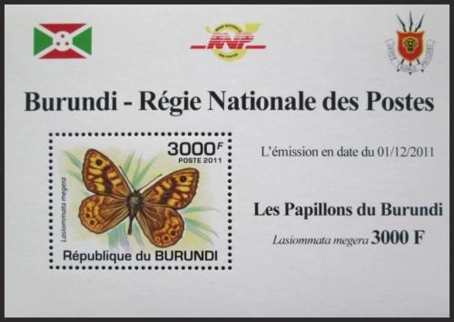 Potovn znmka Burundi 2011 Lasiommata megera DELUXE Mi# 2121 Block - zvtit obrzek