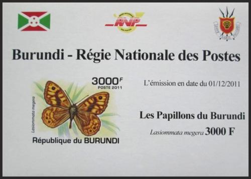 Potovn znmka Burundi 2011 Lasiommata megera neperf. DELUXE Mi# 2121 B Block - zvtit obrzek