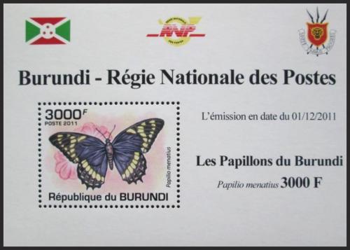 Potovn znmka Burundi 2011 Papilio menatius DELUXE Mi# 2120 Block