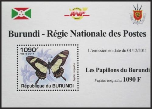 Potovn znmka Burundi 2011 Papilio torquatus DELUXE Mi# 2118 Block - zvtit obrzek