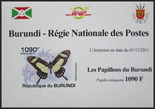 Potovn znmka Burundi 2011 Papilio torquatus neperf. DELUXE Mi# 2118 B Block - zvtit obrzek