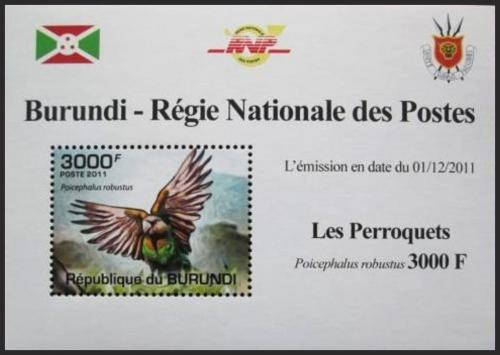 Potovn znmka Burundi 2011 Papouek kapsk DELUXE Mi# 1980 Block - zvtit obrzek