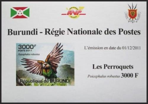 Potovn znmka Burundi 2011 Papouek kapsk neperf. DELUXE Mi# 1980 B Block
