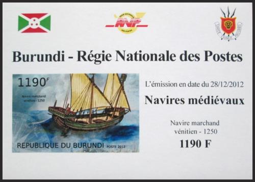 Potovn znmka Burundi 2012 Bentsk obchodn lo neperf DELUXE Mi# 2859 B Block - zvtit obrzek