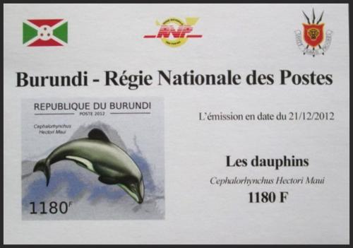 Potovn znmka Burundi 2012 Delfni neperf. DELUXE Mi# 2843 B Block - zvtit obrzek