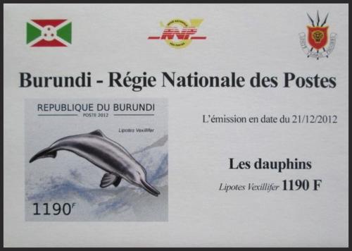 Potovn znmka Burundi 2012 Delfni neperf. DELUXE Mi# 2844 B Block - zvtit obrzek