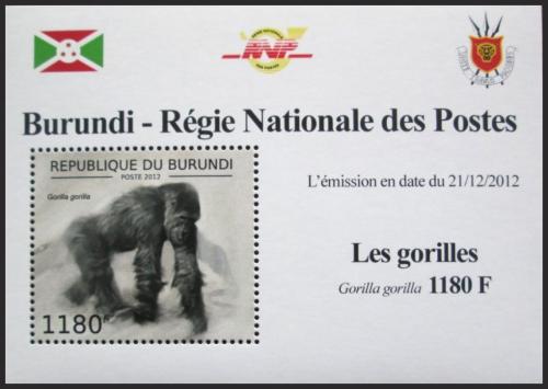 Potovn znmka Burundi 2012 Gorila zpadn DELUXE Mi# 2848 Block