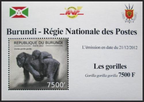 Potovn znmka Burundi 2012 Gorila zpadn DELUXE Mi# 2852 Block - zvtit obrzek