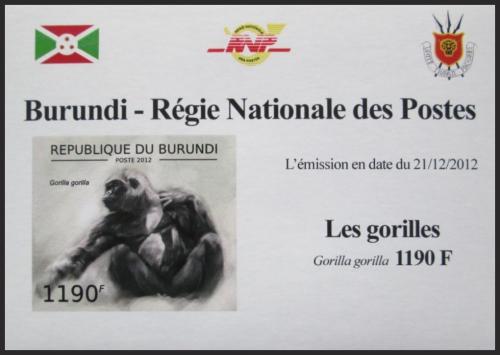 Potovn znmka Burundi 2012 Gorila zpadn neperf. DELUXE Mi# 2849 B Block