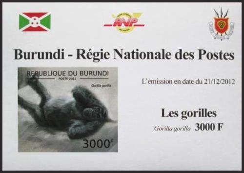 Potovn znmka Burundi 2012 Gorila zpadn neperf. DELUXE Mi# 2850 B Block