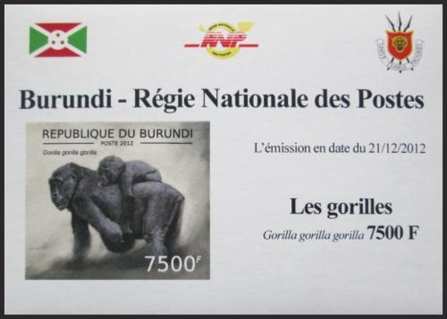 Potovn znmka Burundi 2012 Gorila zpadn neperf. DELUXE Mi# 2852 B Block
