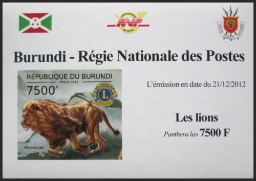 Potovn znmka Burundi 2012 Lev neperf. DELUXE Mi# 2832 B Block - zvtit obrzek