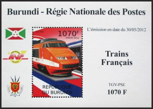 Potovn znmka Burundi 2012 Lokomotiva TGV-PSE DELUXE Mi# 2441 Block - zvtit obrzek