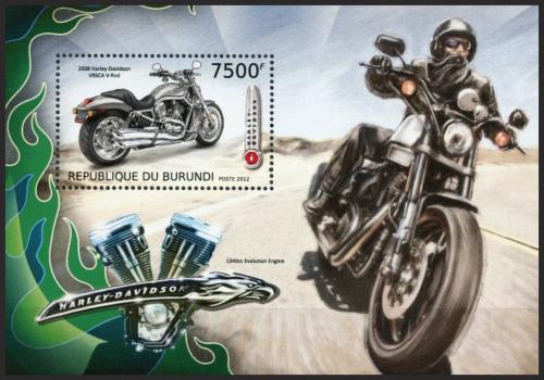 Poštovní známka Burundi 2012 Motocykly Harley Davidson Mi# Block 310 Kat 9€