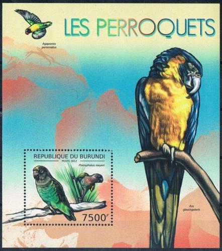 Poštovní známka Burundi 2012 Papoušci Mi# Block 287 Kat 9€