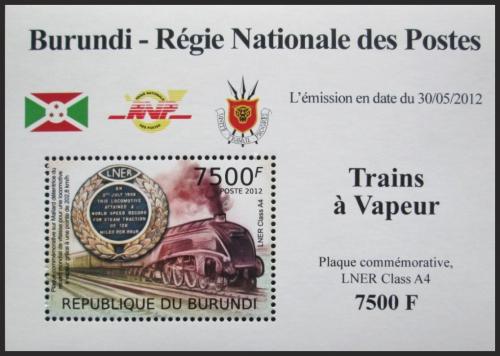 Potovn znmka Burundi 2012 Parn lokomotiva DELUXE Mi# 2440 Block - zvtit obrzek