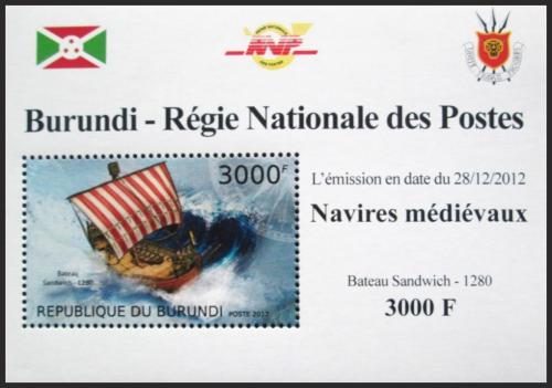 Potovn znmka Burundi 2012 Stedovk plachetnice DELUXE Mi# 2860 Block - zvtit obrzek