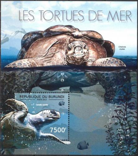 Poštovní známka Burundi 2012 Želvy Mi# Block 282 Kat 9€