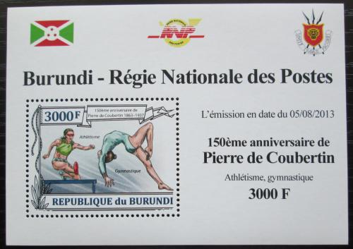 Potovn znmka Burundi 2013 Olympijsk hry, Pierre Coubertin Mi# 3190 Block - zvtit obrzek