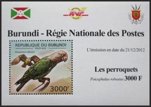 Potovn znmka Burundi 2012 Papouek kapsk DELUXE Mi# 2815 Block - zvtit obrzek