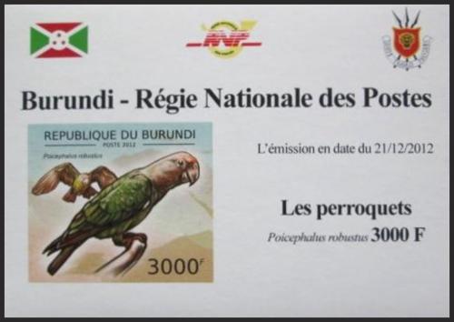 Potovn znmka Burundi 2012 Papouek kapsk neperf. DELUXE Mi# 2815 B Block  - zvtit obrzek