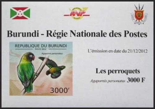 Potovn znmka Burundi 2012 Papouk krabokov neperf. DELUXE Mi# 2816 B Block