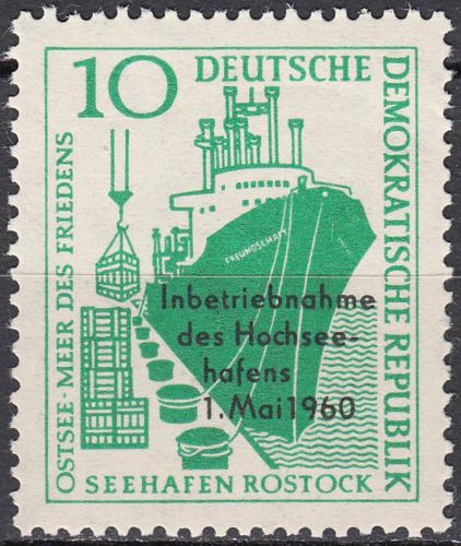 Poštovní známka DDR 1960 Pøístav Rostock pøetisk Mi# 763