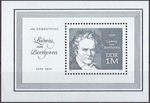 Poštovní známka DDR 1970 Ludwig van Beethoven Mi# Block 33