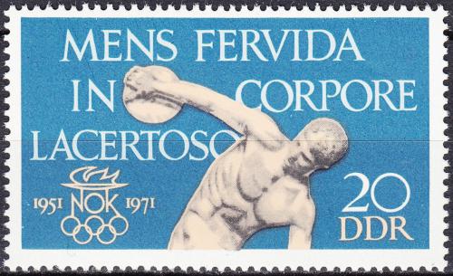 Poštovní známka DDR 1971 Národní olympijský výbor, 20. výroèí Mi# 1660