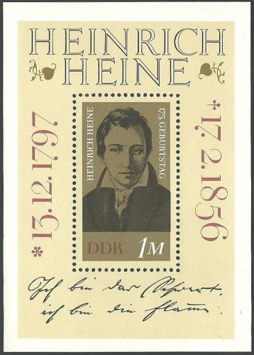 Poštovní známka DDR 1972 Heinrich Heine Mi# Block 37