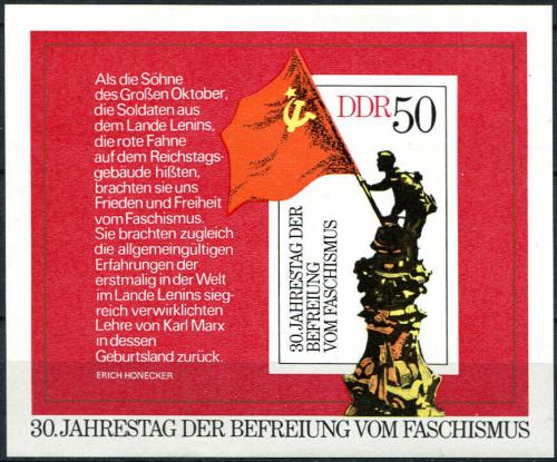 Poštovní známka DDR 1975 Osvobození, 30. výroèí Mi# Block 42