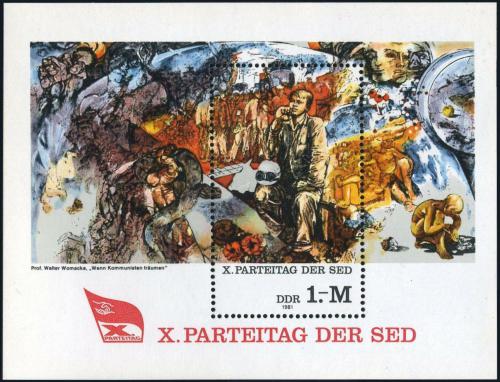 Poštovní známka DDR 1981 Umìní, sjezd SED Mi# Block 63