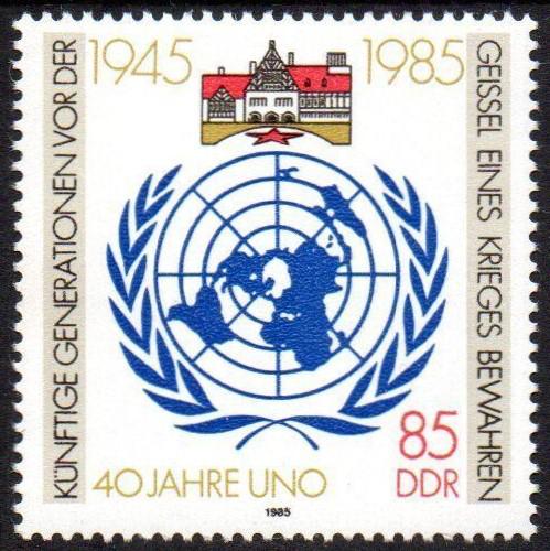 Poštovní známka DDR 1985 OSN, 40. výroèí Mi# 2982