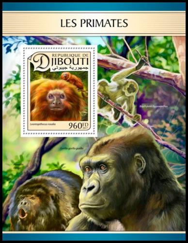 Potovn znmka Dibutsko 2017 Opice Mi# Block 593 Kat 10 - zvtit obrzek