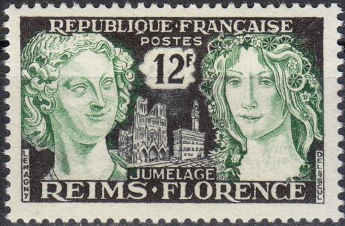 Potovn znmka Francie 1956 Ptelstv Remee s Florenci Mi# 1089 - zvtit obrzek