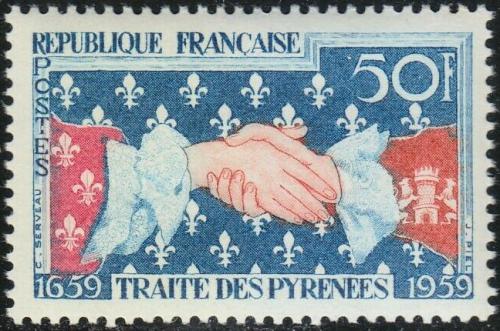 Potovn znmka Francie 1959 Pyrenejsk smlouva, 300. vro Mi# 1265 - zvtit obrzek