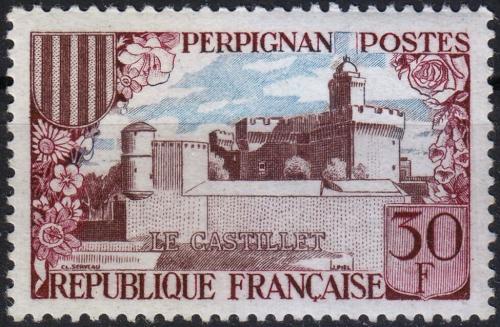 Potovn znmka Francie 1959 Zmek Perpignan Mi# 1269