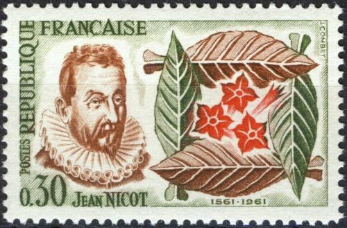 Potovn znmka Francie 1961 Jean Nicot, spisovatel Mi# 1340 - zvtit obrzek