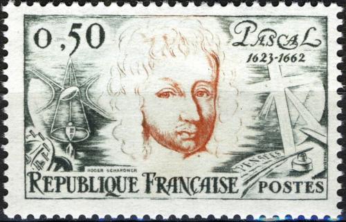 Potovn znmka Francie 1962 Blaise Pascal, matematik Mi# 1398