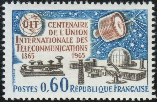 Potovn znmka Francie 1965 ITU, 100. vro Mi# 1510 - zvtit obrzek