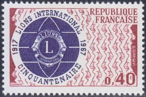 Potovn znmka Francie 1967 Lions Intl., 50. vro Mi# 1601