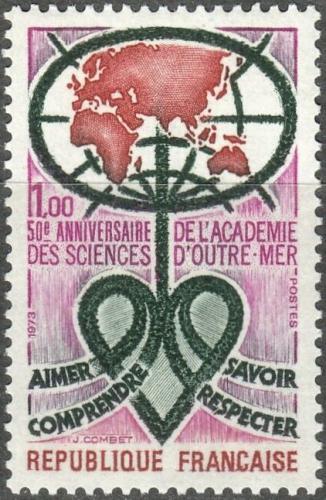 Potovn znmka Francie 1973 Mapa svta Mi# 1836