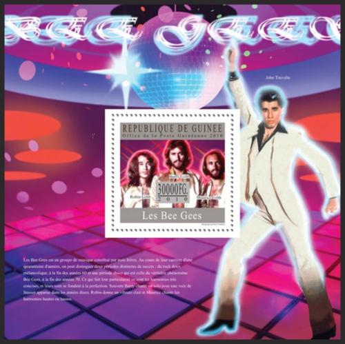 Poštovní známka Guinea 2010 The Bee Gees, hudební skupina Mi# Block 1816 Kat 10€