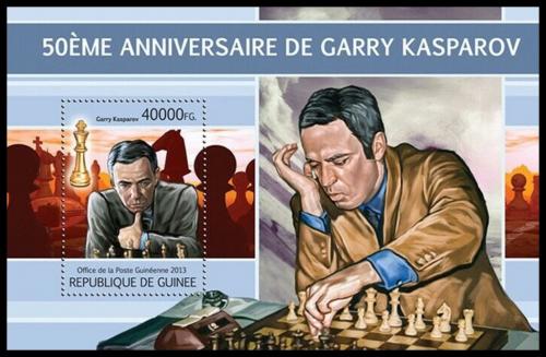 Potovn znmka Guinea 2013 Garri Kasparov, achy Mi# Block 2215 Kat 16